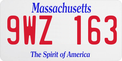 MA license plate 9WZ163