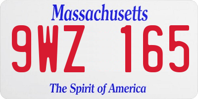 MA license plate 9WZ165