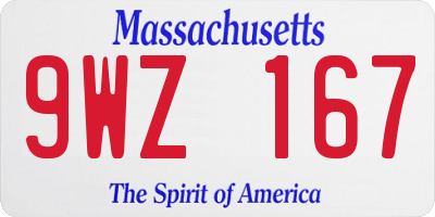 MA license plate 9WZ167