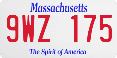 MA license plate 9WZ175