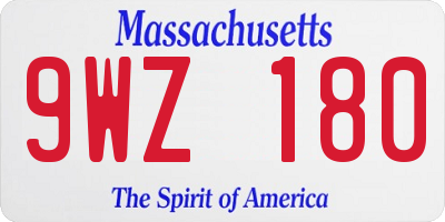 MA license plate 9WZ180