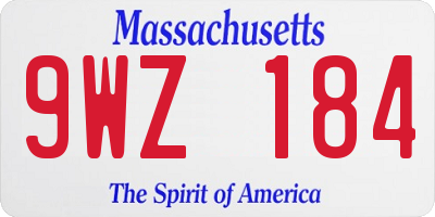 MA license plate 9WZ184