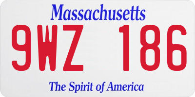 MA license plate 9WZ186