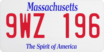 MA license plate 9WZ196