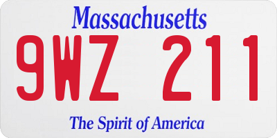 MA license plate 9WZ211