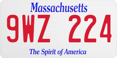 MA license plate 9WZ224