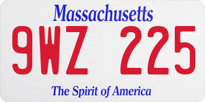 MA license plate 9WZ225