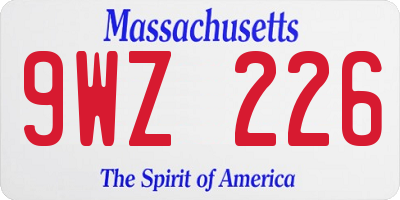 MA license plate 9WZ226