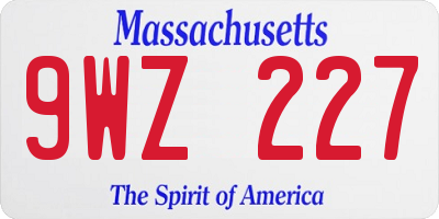 MA license plate 9WZ227