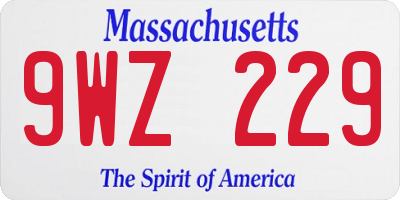 MA license plate 9WZ229