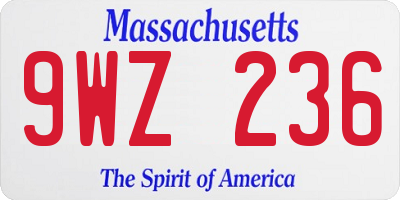 MA license plate 9WZ236