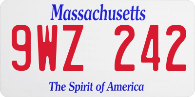 MA license plate 9WZ242