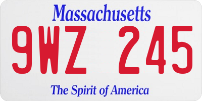 MA license plate 9WZ245
