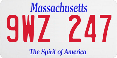 MA license plate 9WZ247