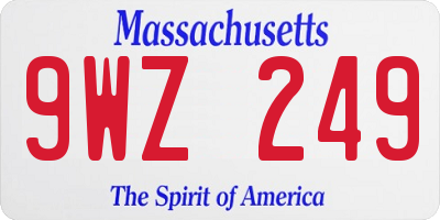 MA license plate 9WZ249