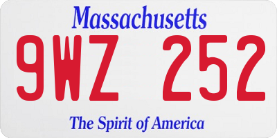 MA license plate 9WZ252