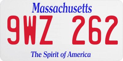 MA license plate 9WZ262