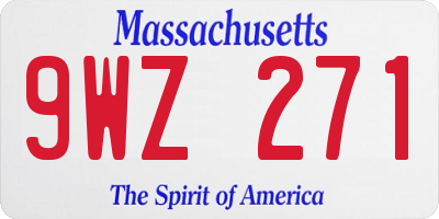 MA license plate 9WZ271