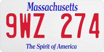 MA license plate 9WZ274