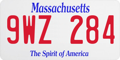 MA license plate 9WZ284