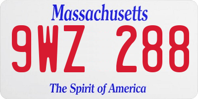 MA license plate 9WZ288