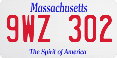 MA license plate 9WZ302