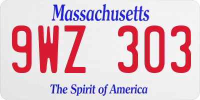 MA license plate 9WZ303