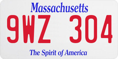 MA license plate 9WZ304