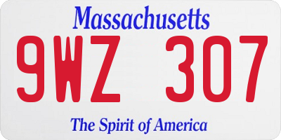 MA license plate 9WZ307
