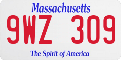 MA license plate 9WZ309