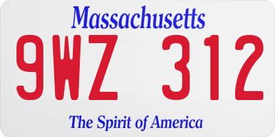 MA license plate 9WZ312