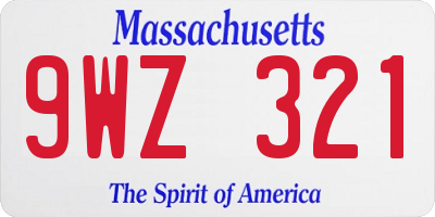 MA license plate 9WZ321