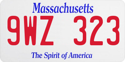 MA license plate 9WZ323