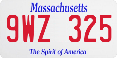 MA license plate 9WZ325