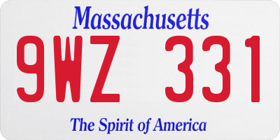 MA license plate 9WZ331