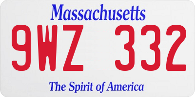 MA license plate 9WZ332