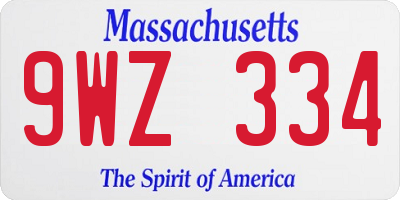 MA license plate 9WZ334