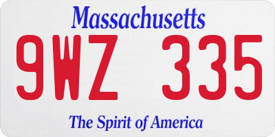MA license plate 9WZ335