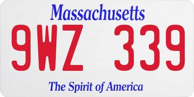 MA license plate 9WZ339
