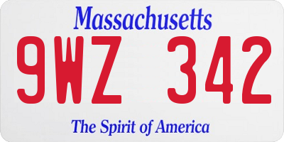 MA license plate 9WZ342