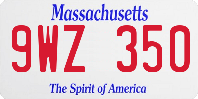 MA license plate 9WZ350