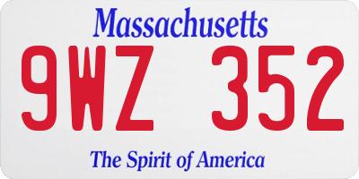 MA license plate 9WZ352