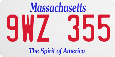 MA license plate 9WZ355