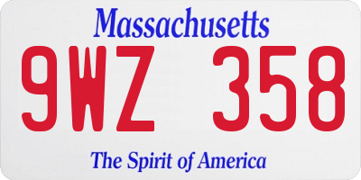 MA license plate 9WZ358
