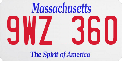 MA license plate 9WZ360