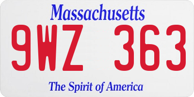 MA license plate 9WZ363
