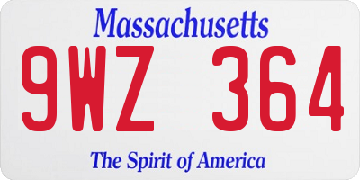 MA license plate 9WZ364