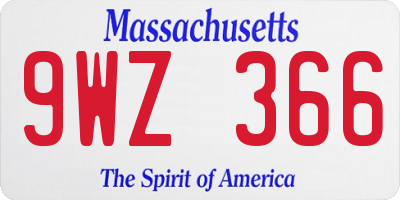 MA license plate 9WZ366