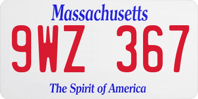 MA license plate 9WZ367