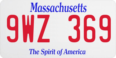 MA license plate 9WZ369